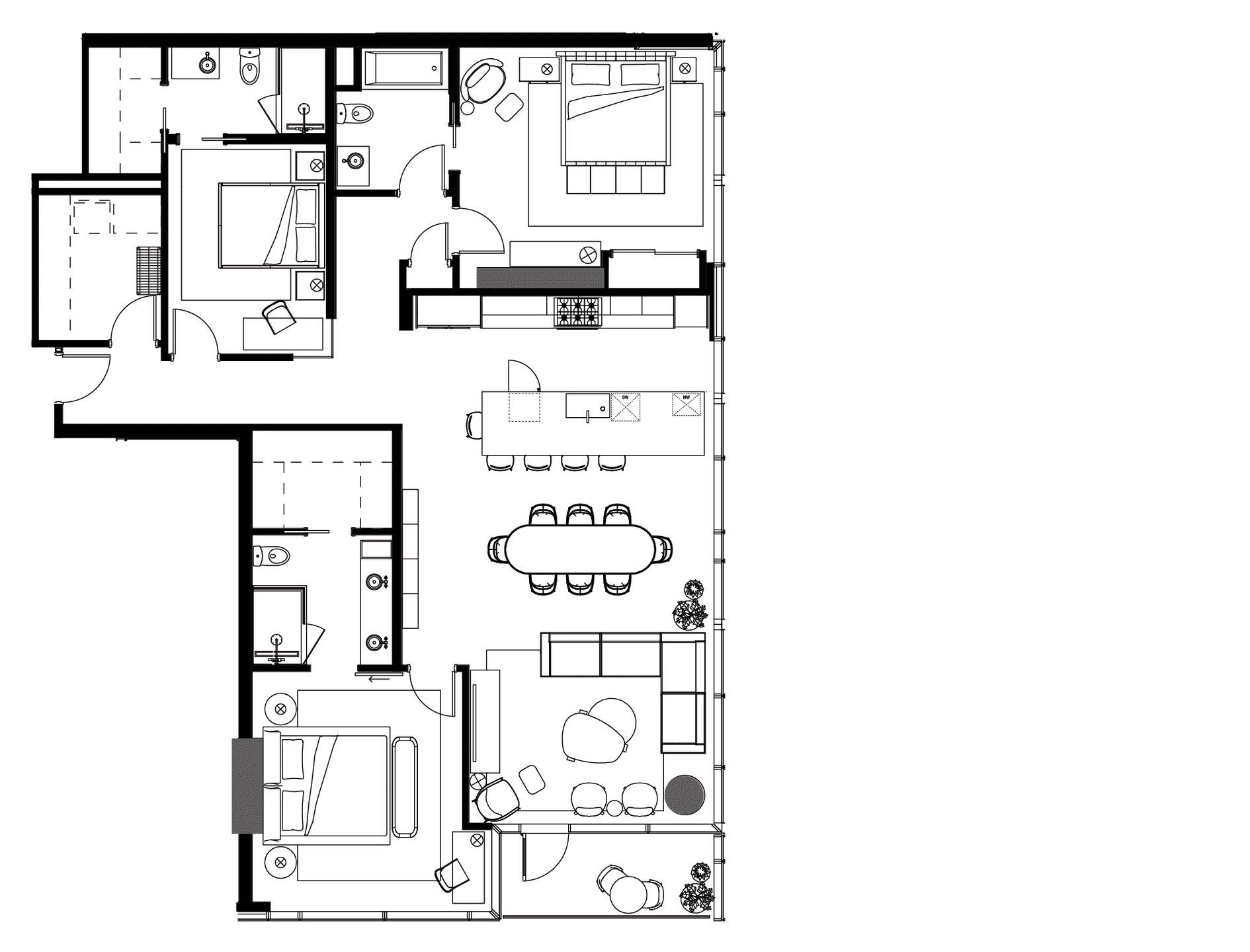 2D floor plan layout for the C1.1 by Urbanspace Development in The Modern Austin Residences, Austin, TX (Image 1).