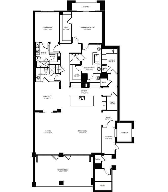 2D floor plan layout for the 2 bedroom by Creativ Design + Build in ICON at Silverleaf, Scottsdale, AZ (Image 1). 2D floor plan layout for the 2 bedroom by Creativ Design + Build in ICON at Silverleaf, Scottsdale, AZ (Image 1).