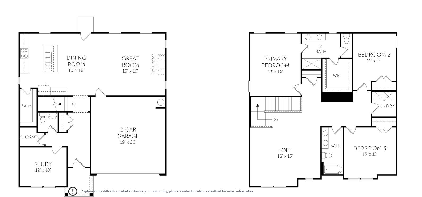 2D floor plan layout for the Preston by Dream Finders Homes in Knightdale Station, Knightdale, NC (Image 1). 2D floor plan layout for the Preston by Dream Finders Homes in Knightdale Station, Knightdale, NC (Image 1).