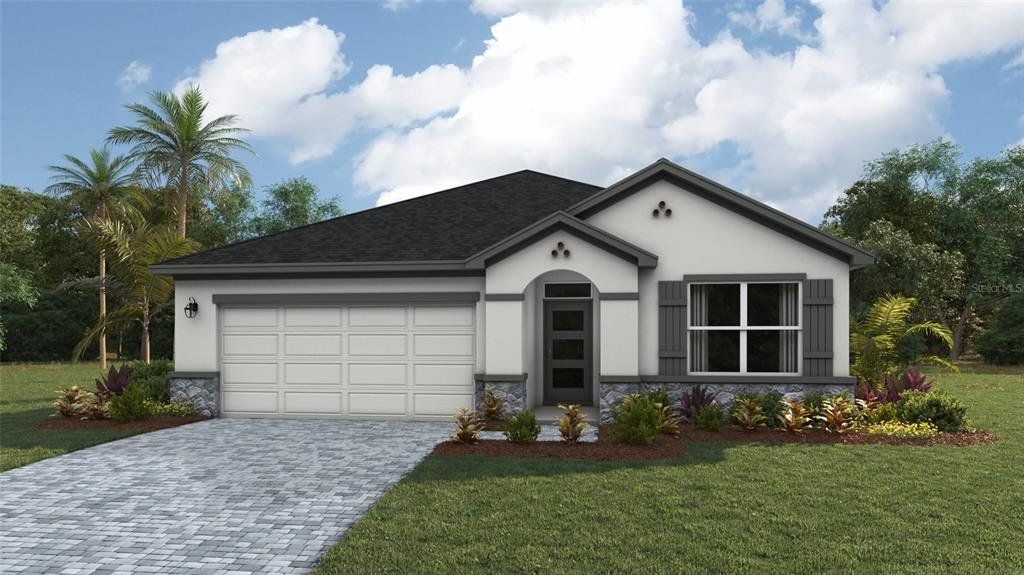 Front exterior of a new home in Legacy Preserve, Parrish, FL, highlighting curb appeal (Image 1).