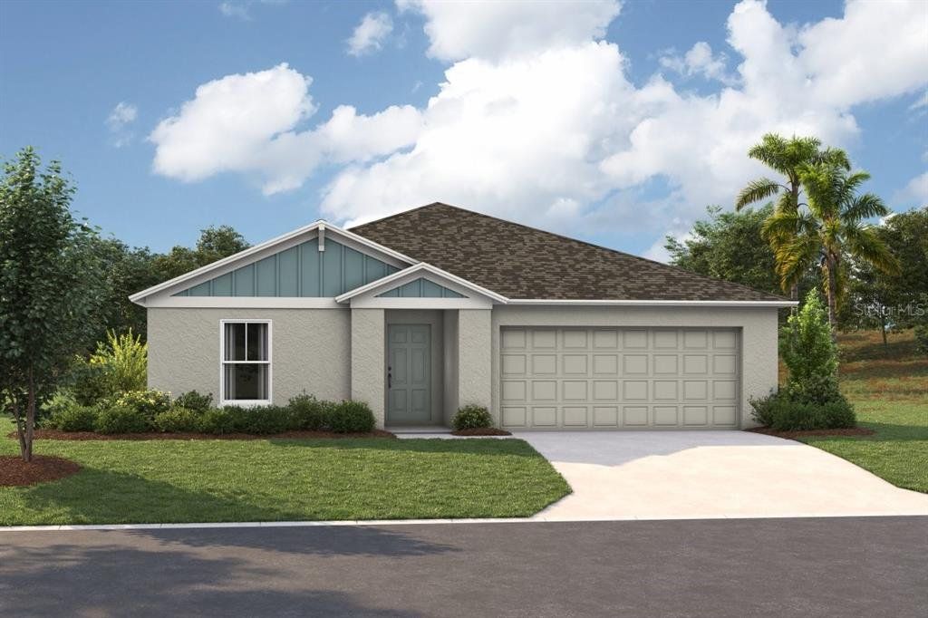 Front exterior of a new home in Lawson Dunes, Haines City, FL, highlighting curb appeal (Image 1).