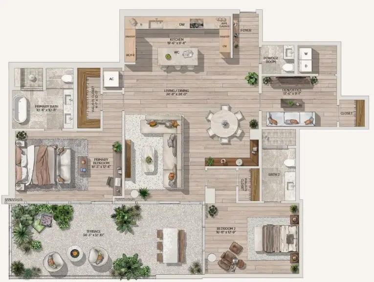 Image 1 representing the RESIDENCE 03A by Terra Group in The WELL Bay Harbor Islands, Bay Harbor Islands, FL.