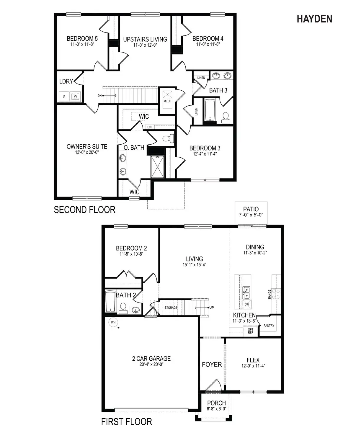 2D floor plan layout of this home in Oak Leaf Preserve, New Smyrna Beach, FL (Image 1).