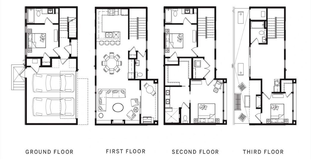 2D floor plan layout for the Townhome A by Live Oak Realty Investment in Freedom Townhomes, Atlanta, GA (Image 1). 2D floor plan layout for the Townhome A by Live Oak Realty Investment in Freedom Townhomes, Atlanta, GA (Image 1).