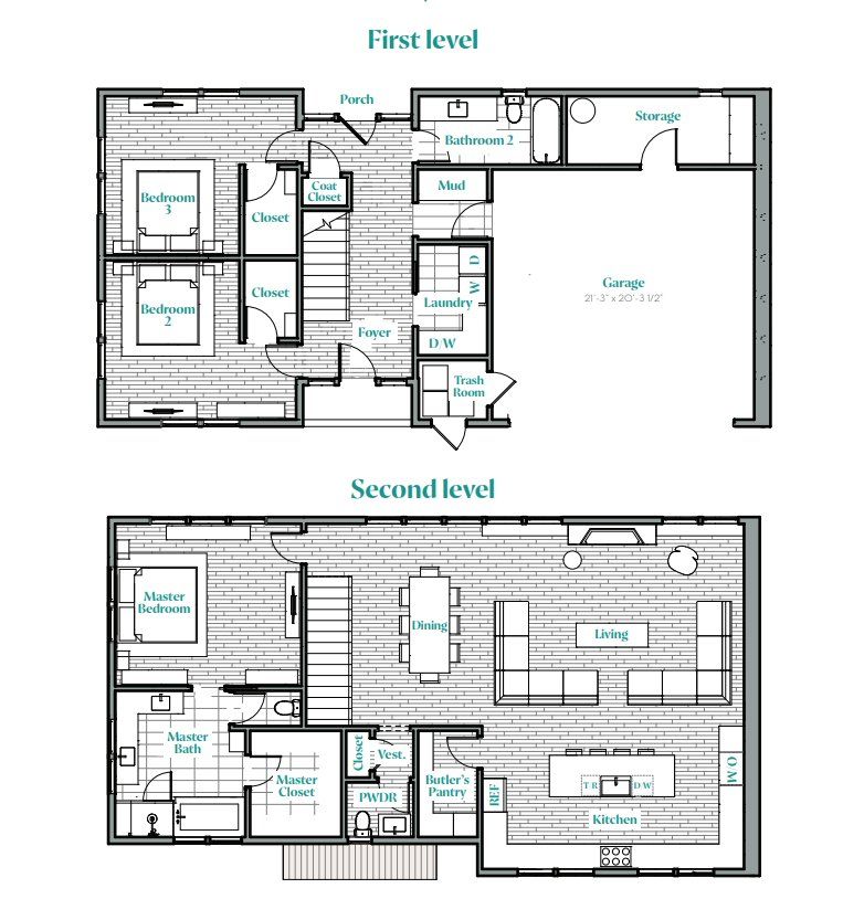 2D floor plan layout of this home in Westline, Austin, TX (Image 1). 2D floor plan layout of this home in Westline, Austin, TX (Image 1).