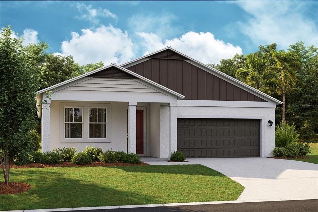 Front exterior of a new home in Hawkstone, Riverview, FL, highlighting curb appeal (Image 1).
