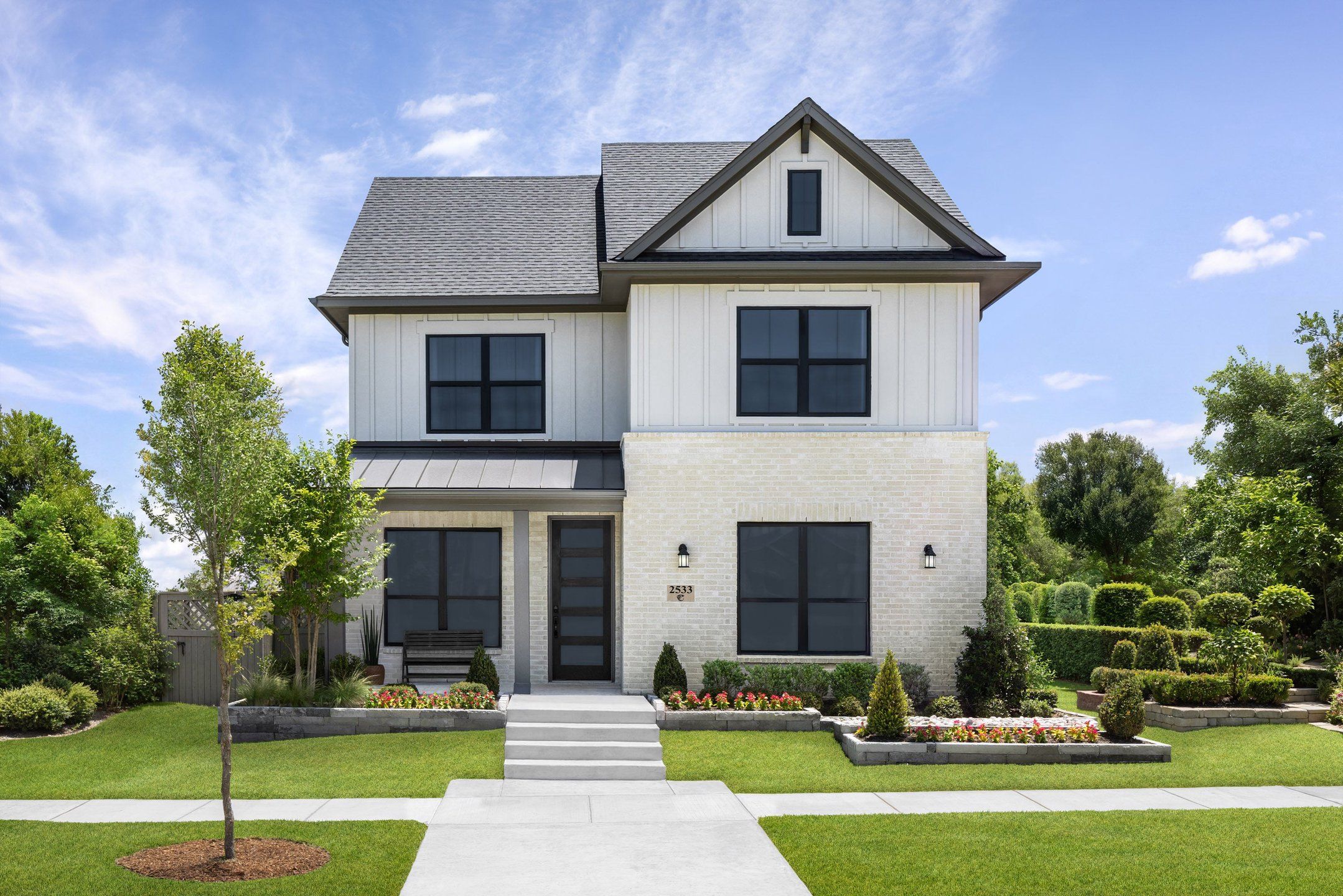 Front exterior of a new home in Mustang Lakes, Celina, TX, highlighting curb appeal (Image 1). Front exterior of a new home in Mustang Lakes, Celina, TX, highlighting curb appeal (Image 1).