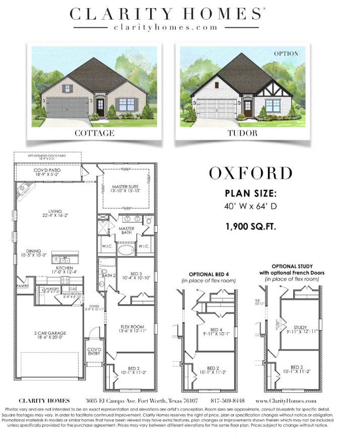 2D floor plan layout for the Oxford by Clarity Homes in Courts of Bonnie Brae, Denton, TX (Image 1). 2D floor plan layout for the Oxford by Clarity Homes in Courts of Bonnie Brae, Denton, TX (Image 1).