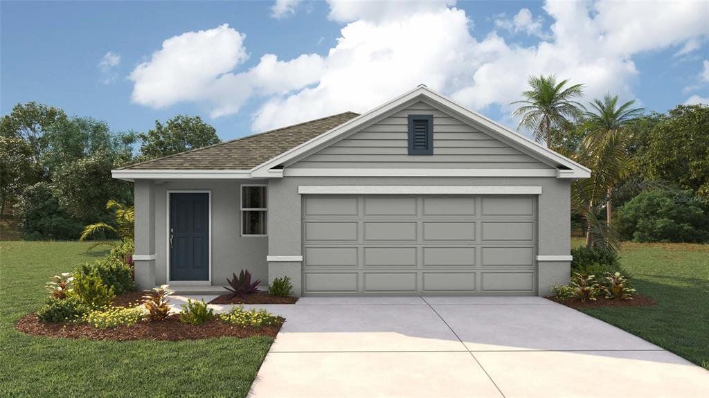 Front exterior of a new home in Emerson Pointe, Ocala, FL, highlighting curb appeal (Image 1). Front exterior of a new home in Emerson Pointe, Ocala, FL, highlighting curb appeal (Image 1).