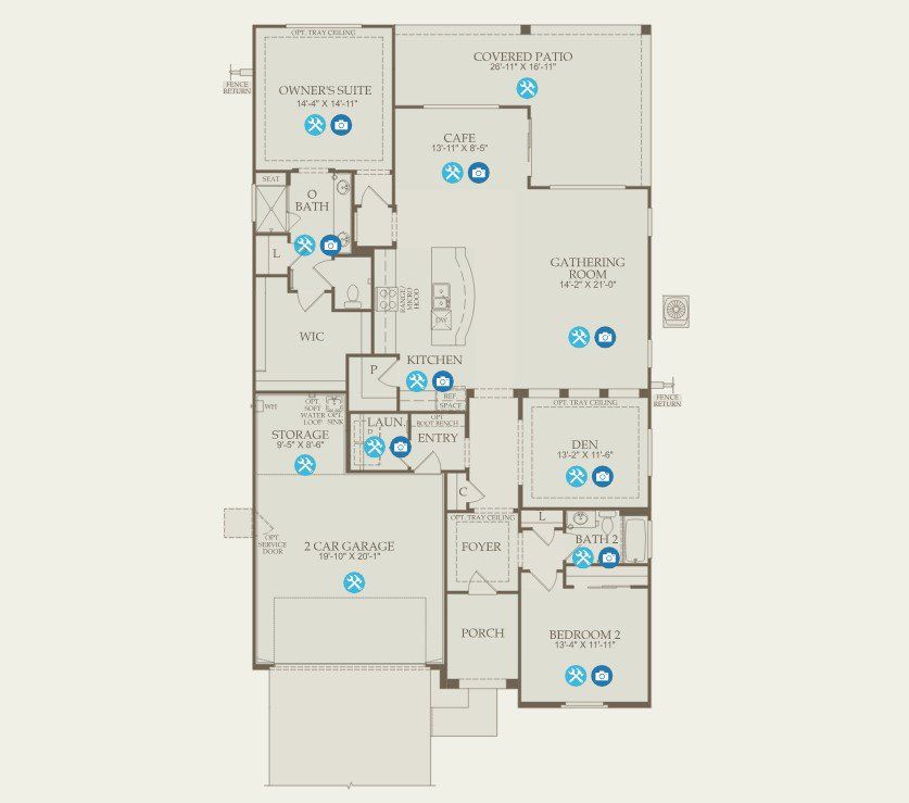 2D floor plan layout of this home in Sun City Anthem at Merrill Ranch, Florence, AZ (Image 1).