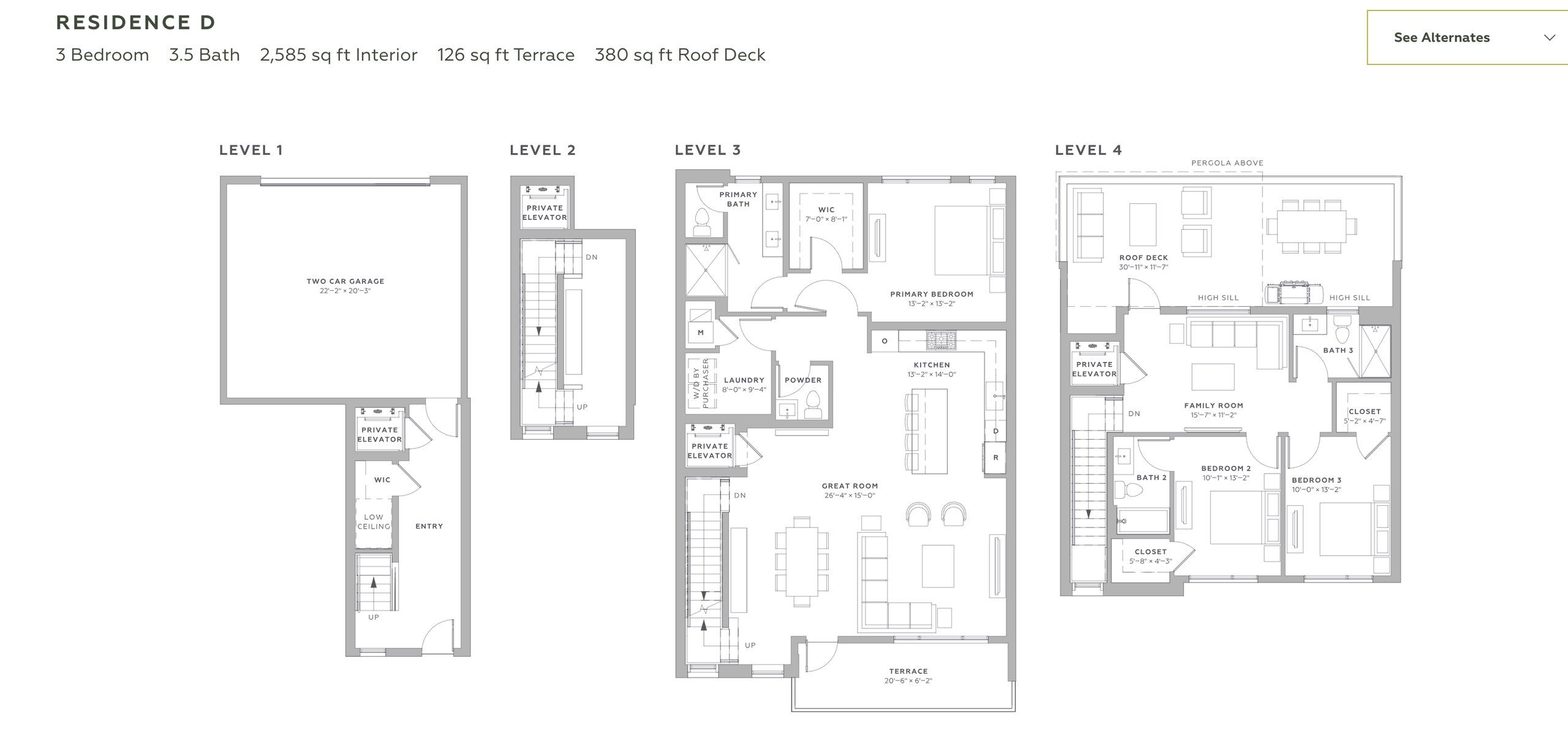 2D floor plan layout for the Residence D by Belgravia Group in ATAVIA, Scottsdale, AZ (Image 1).