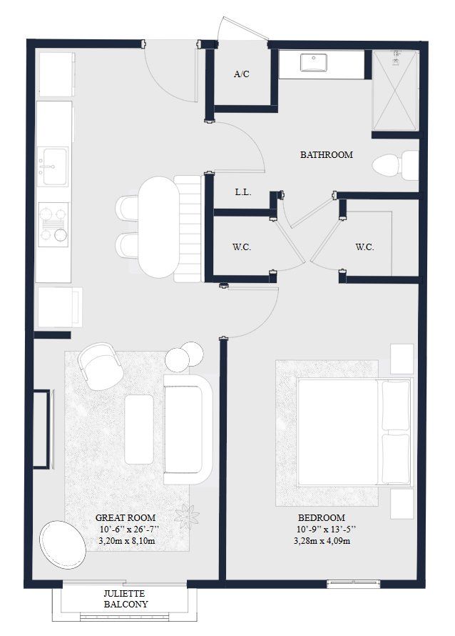 2D floor plan layout for the UNIT 07 by Roger Development Group in The Avenue Coral Gables, Coral Gables, FL (Image 1).