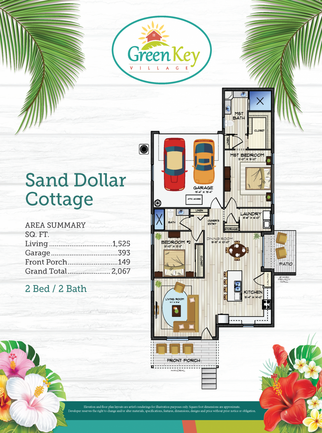 2D floor plan layout for the Sand Dollar Cottage by Green Key Village, LLC in Green Key Village/Cottages, Lady Lake, FL (Image 1). 2D floor plan layout for the Sand Dollar Cottage by Green Key Village, LLC in Green Key Village/Cottages, Lady Lake, FL (Image 1).