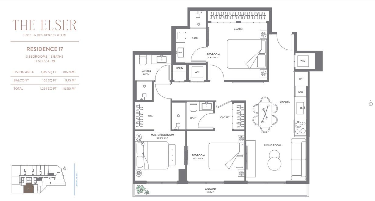 2D floor plan layout for the Residence 17 by Property Markets Group in The Elser Hotel & Residences, Miami, FL (Image 1). 2D floor plan layout for the Residence 17 by Property Markets Group in The Elser Hotel & Residences, Miami, FL (Image 1).