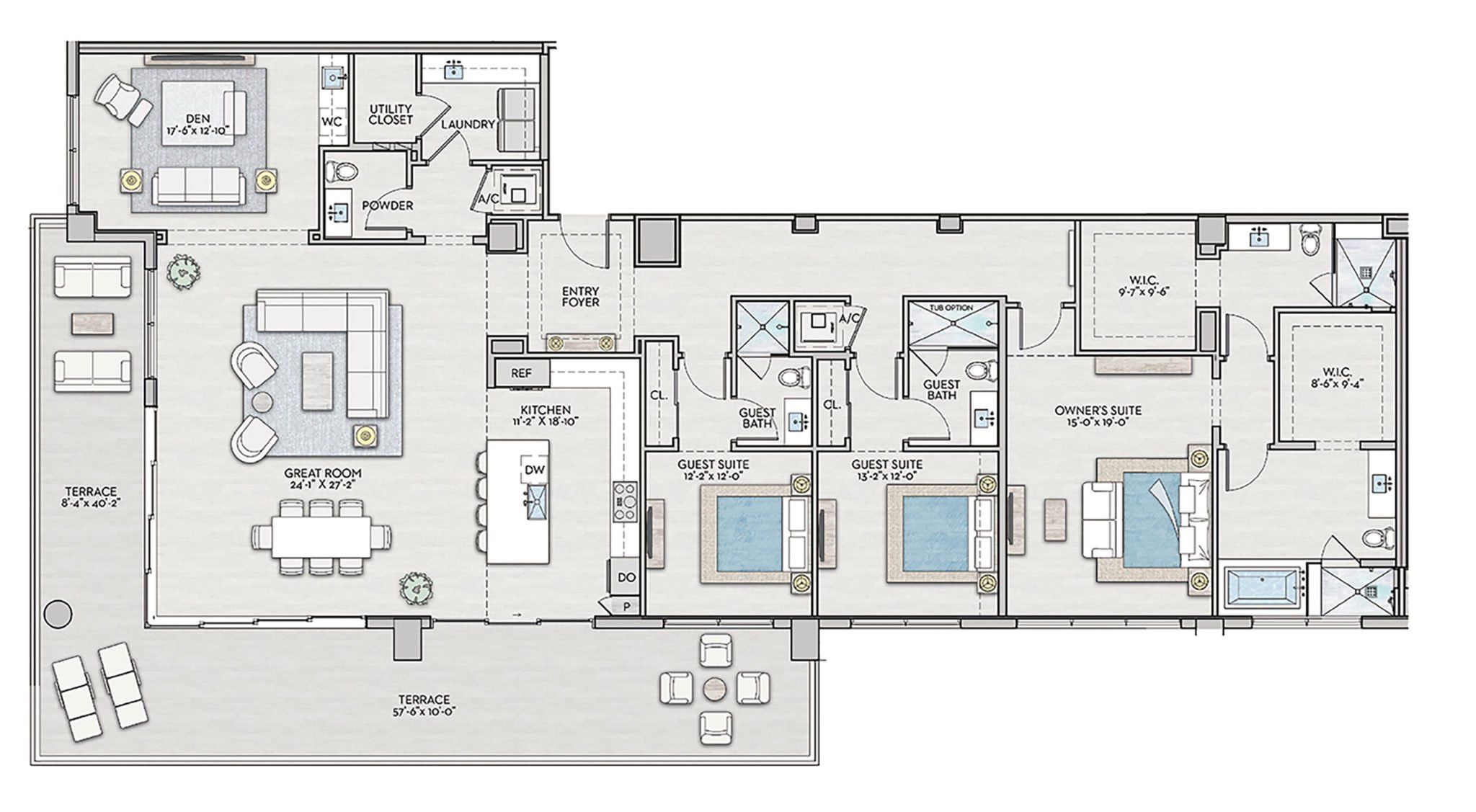 2D floor plan layout for the Penthouse A by Kolter Urban in Art House, St. Petersburg, FL (Image 1). 2D floor plan layout for the Penthouse A by Kolter Urban in Art House, St. Petersburg, FL (Image 1).