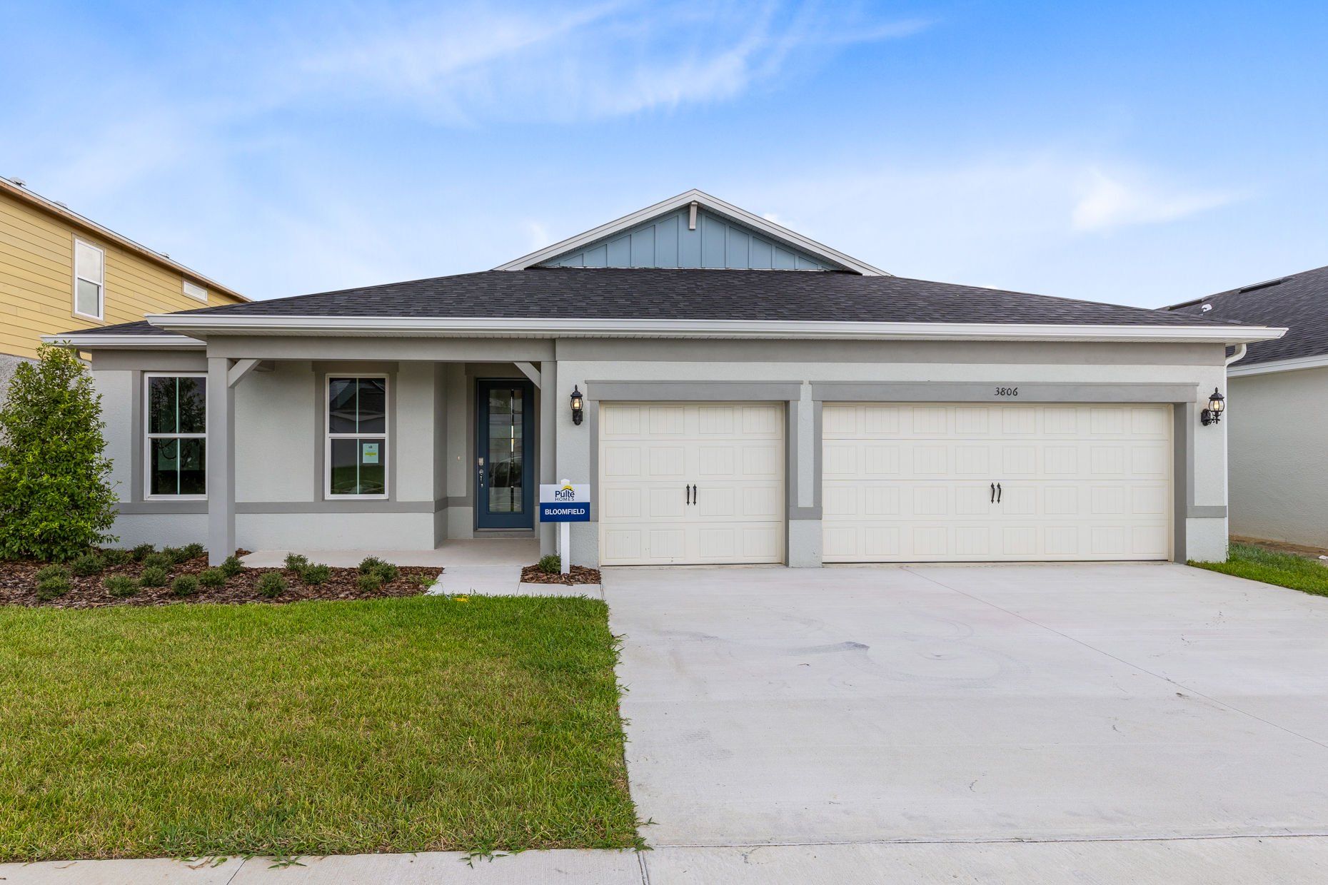 Front exterior of a new home in Hartford Terrace, Davenport, FL, highlighting curb appeal (Image 1). Front exterior of a new home in Hartford Terrace, Davenport, FL, highlighting curb appeal (Image 1).