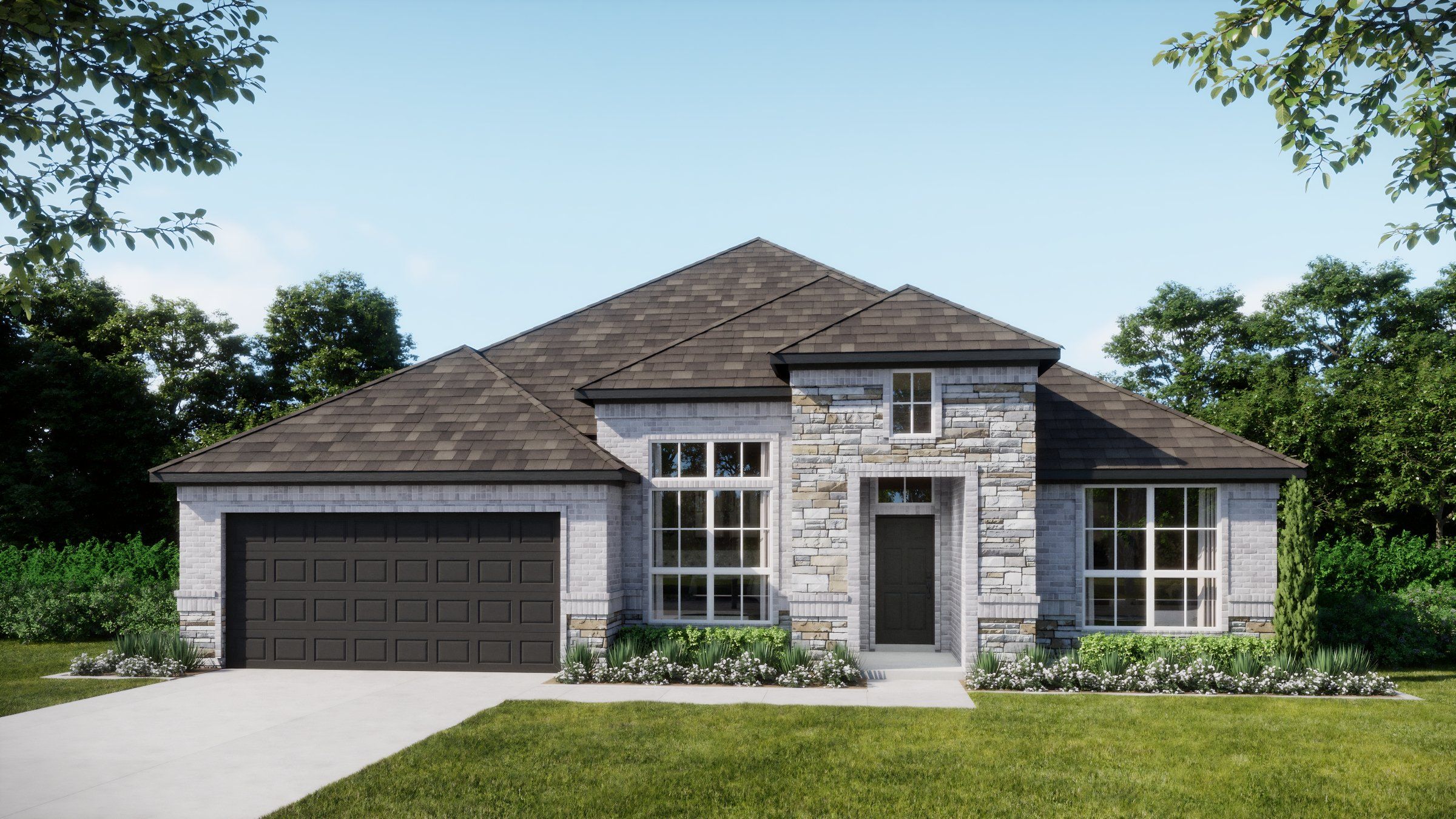 Front exterior of a new home in Lovers Landing, Forney, TX, highlighting curb appeal (Image 1). Front exterior of a new home in Lovers Landing, Forney, TX, highlighting curb appeal (Image 1).