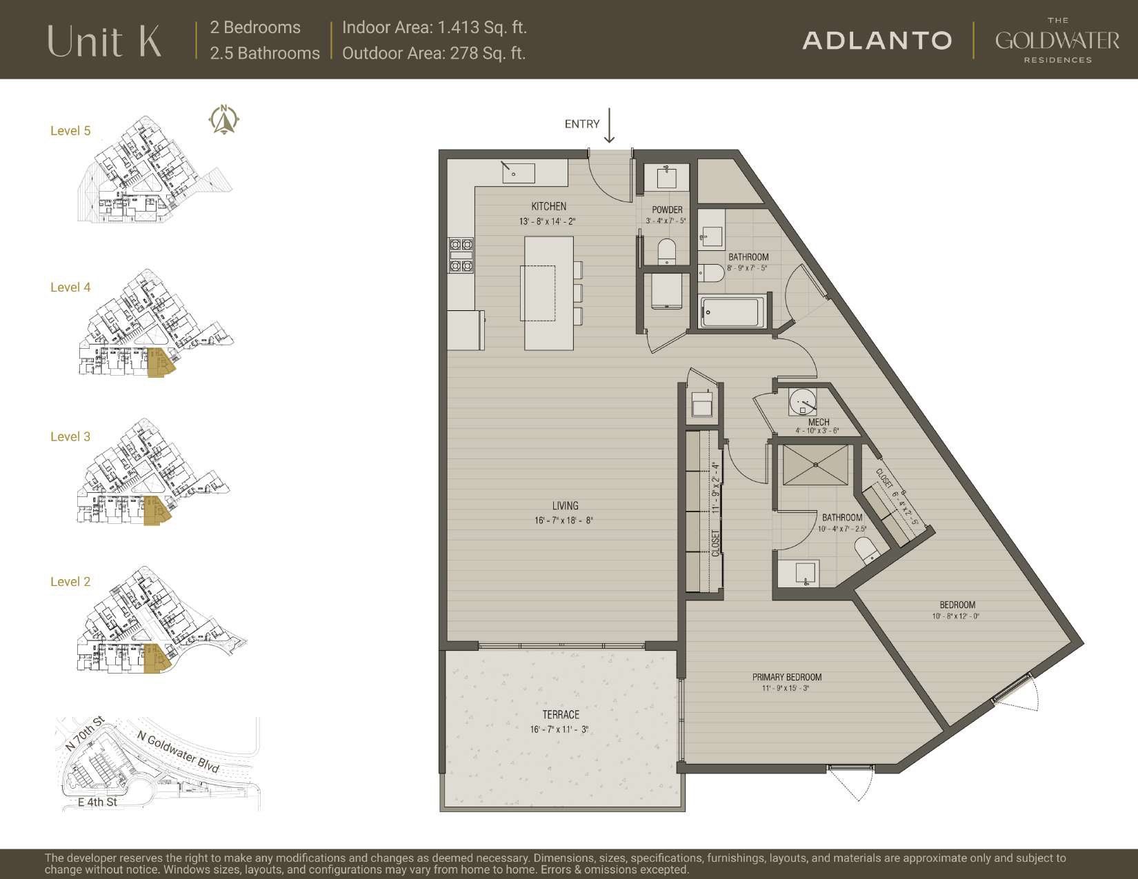 2D floor plan layout for the Unit K by Adlanto in The Goldwater Residences, Scottsdale, AZ (Image 1). 2D floor plan layout for the Unit K by Adlanto in The Goldwater Residences, Scottsdale, AZ (Image 1).