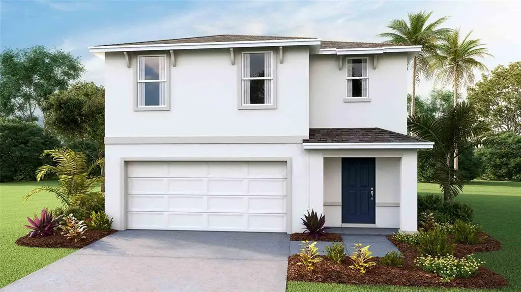 Front exterior of a new home in Northwater at Two Rivers, Zephyrhills, FL, highlighting curb appeal (Image 1). Front exterior of a new home in Northwater at Two Rivers, Zephyrhills, FL, highlighting curb appeal (Image 1).