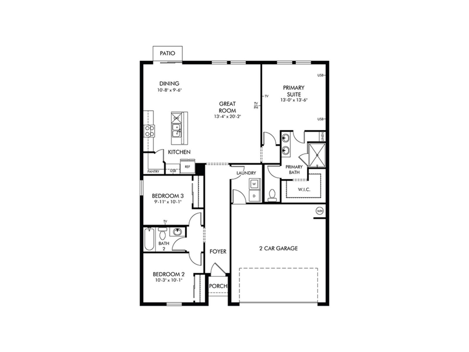 2D floor plan layout of this home in Hamilton Bluff - Signature Series, Lake Hamilton, FL (Image 1). 2D floor plan layout of this home in Hamilton Bluff - Signature Series, Lake Hamilton, FL (Image 1).