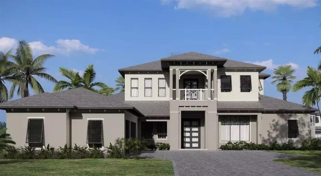 Front exterior of a new home in Bella Collina, Montverde, FL, highlighting curb appeal (Image 1).