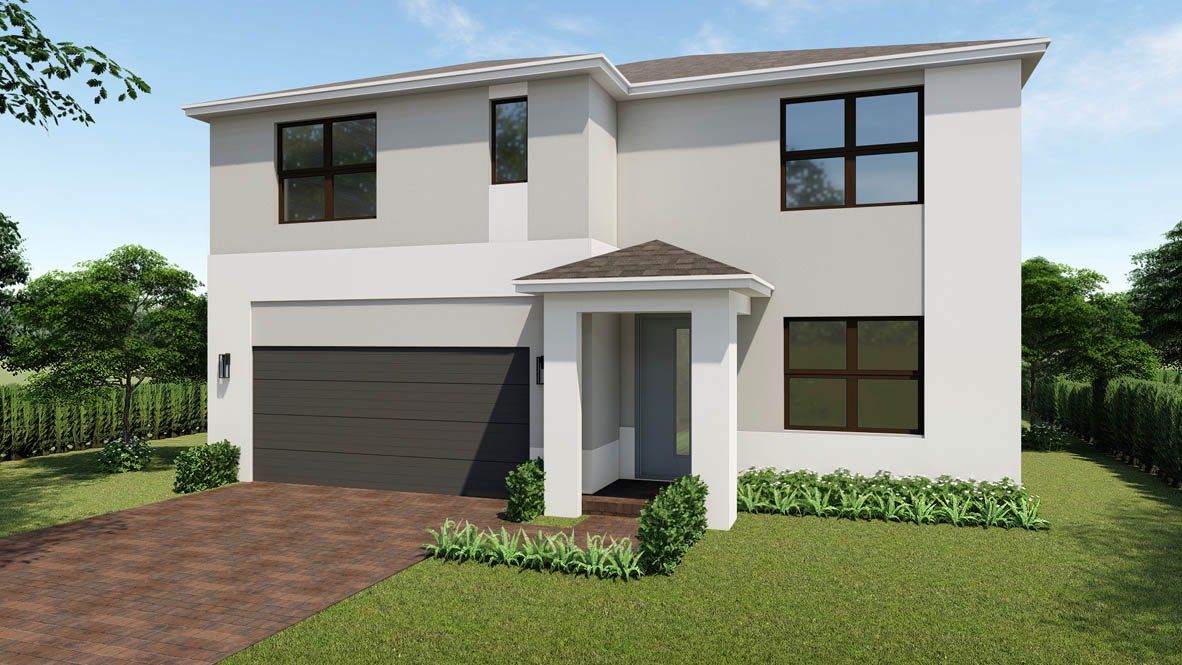 Front exterior of a new home in Twin Oaks, Stuart, FL, highlighting curb appeal (Image 1).