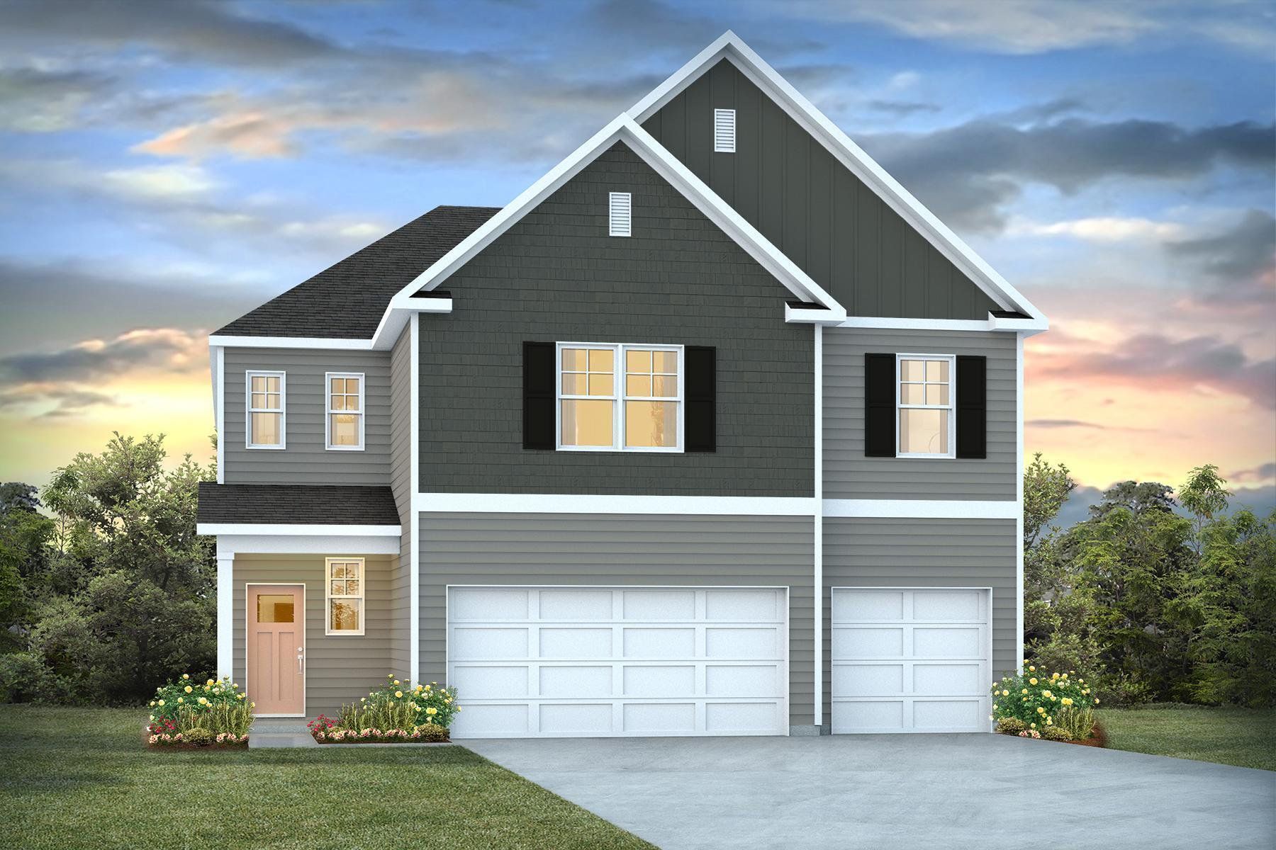 Front exterior of a new home in The Garrison, Summerville, SC, highlighting curb appeal (Image 1). Front exterior of a new home in The Garrison, Summerville, SC, highlighting curb appeal (Image 1).