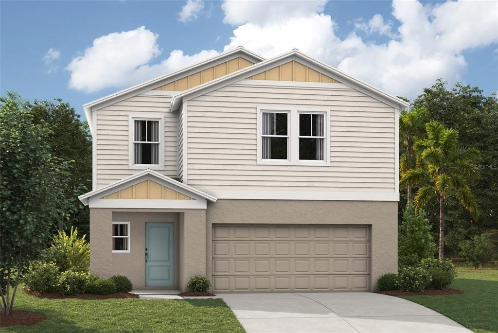 Front exterior of a new home in Crosswinds, Haines City, FL, highlighting curb appeal (Image 1). Front exterior of a new home in Crosswinds, Haines City, FL, highlighting curb appeal (Image 1).