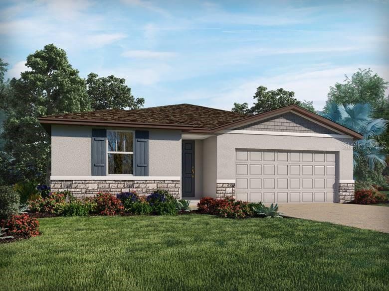 Front exterior of a new home in Villamar - Signature Series, Winter Haven, FL, highlighting curb appeal (Image 1). Front exterior of a new home in Villamar - Signature Series, Winter Haven, FL, highlighting curb appeal (Image 1).