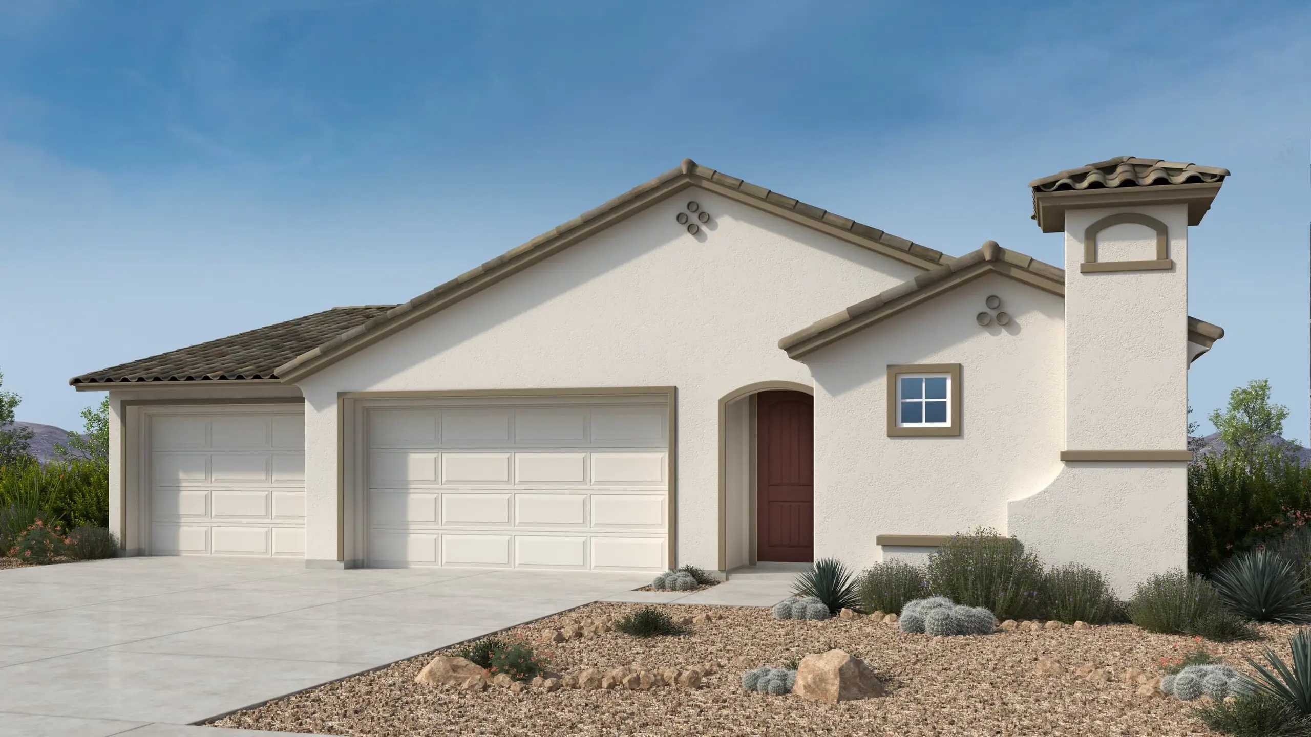 Front exterior of a new home in Alamar, Avondale, AZ, highlighting curb appeal (Image 1). Front exterior of a new home in Alamar, Avondale, AZ, highlighting curb appeal (Image 1).