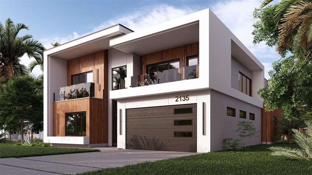 Front exterior of a new home in , Sarasota, FL, highlighting curb appeal (Image 1). Front exterior of a new home in , Sarasota, FL, highlighting curb appeal (Image 1).