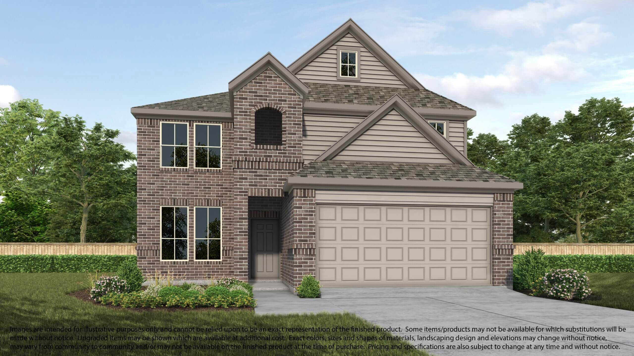 Front exterior of a new home in Sheldon Ridge, Houston, TX, highlighting curb appeal (Image 1). Front exterior of a new home in Sheldon Ridge, Houston, TX, highlighting curb appeal (Image 1).