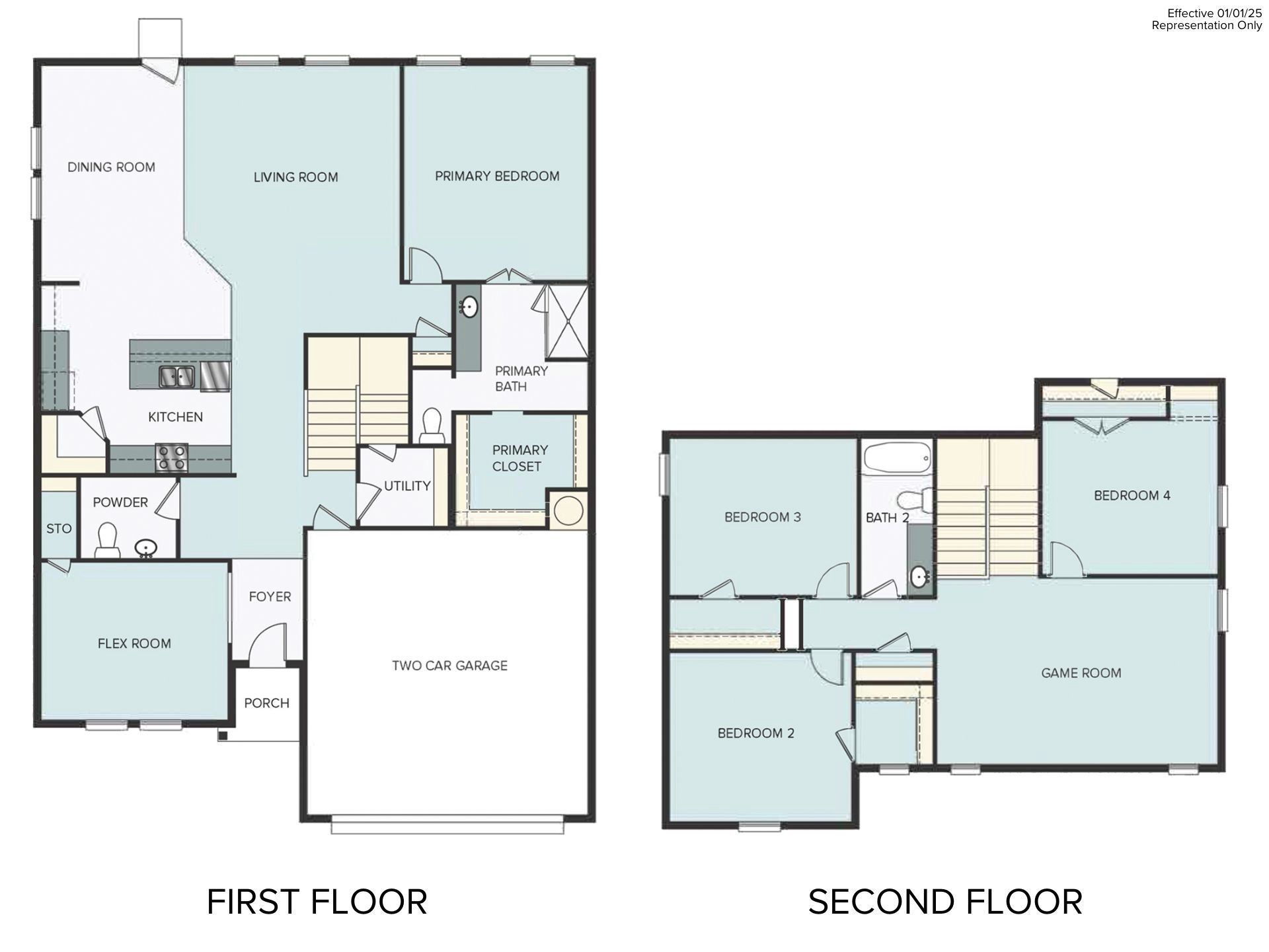 2D floor plan layout for the 2460 by Brohn Homes in Harvest Ridge, Elgin, TX (Image 1). 2D floor plan layout for the 2460 by Brohn Homes in Harvest Ridge, Elgin, TX (Image 1).