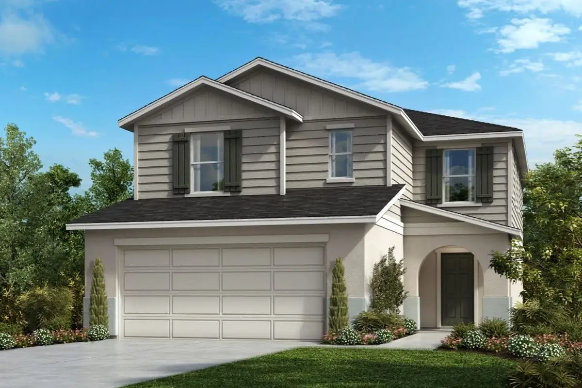 Front exterior of a new home in Naples Village at Verona I, Titusville, FL, highlighting curb appeal (Image 1). Front exterior of a new home in Naples Village at Verona I, Titusville, FL, highlighting curb appeal (Image 1).
