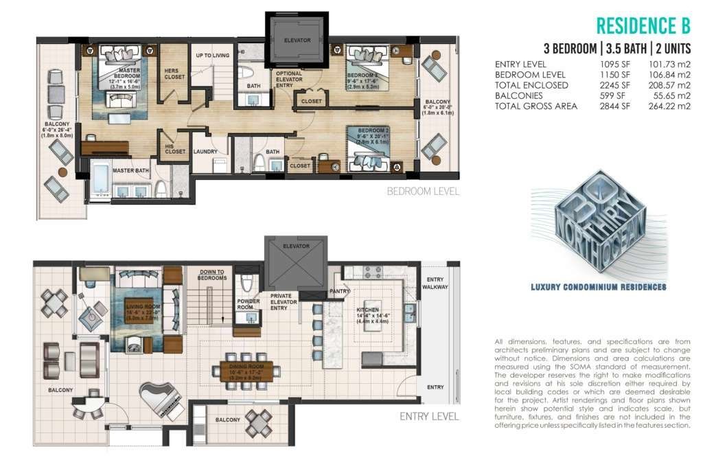 2D floor plan layout for the Residence B by Cavache Properties in 30 Thirty North Ocean, Fort Lauderdale, FL (Image 1). 2D floor plan layout for the Residence B by Cavache Properties in 30 Thirty North Ocean, Fort Lauderdale, FL (Image 1).