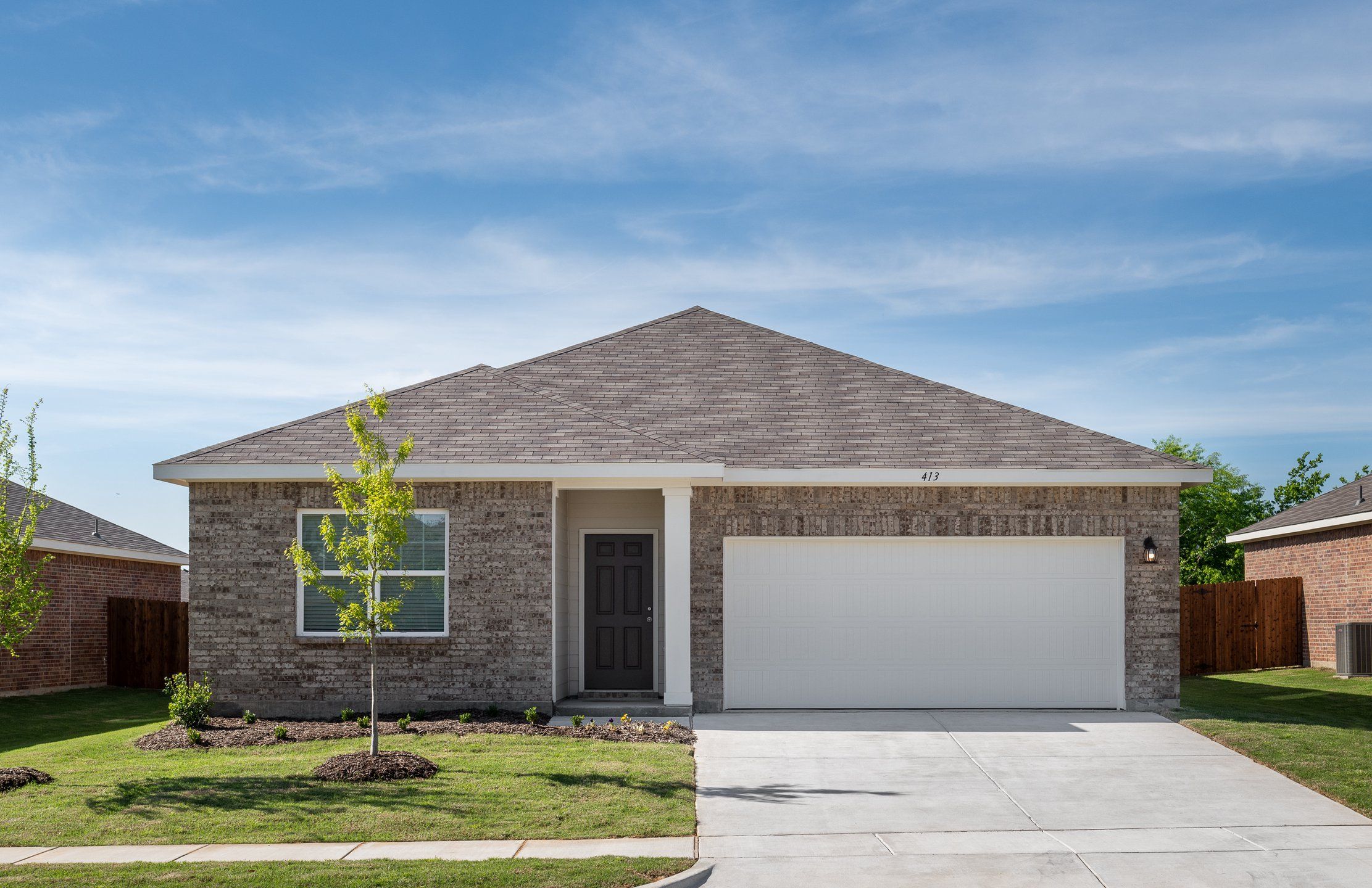 Front exterior of a new home in Noble Ridge, Howe, TX, highlighting curb appeal (Image 1).