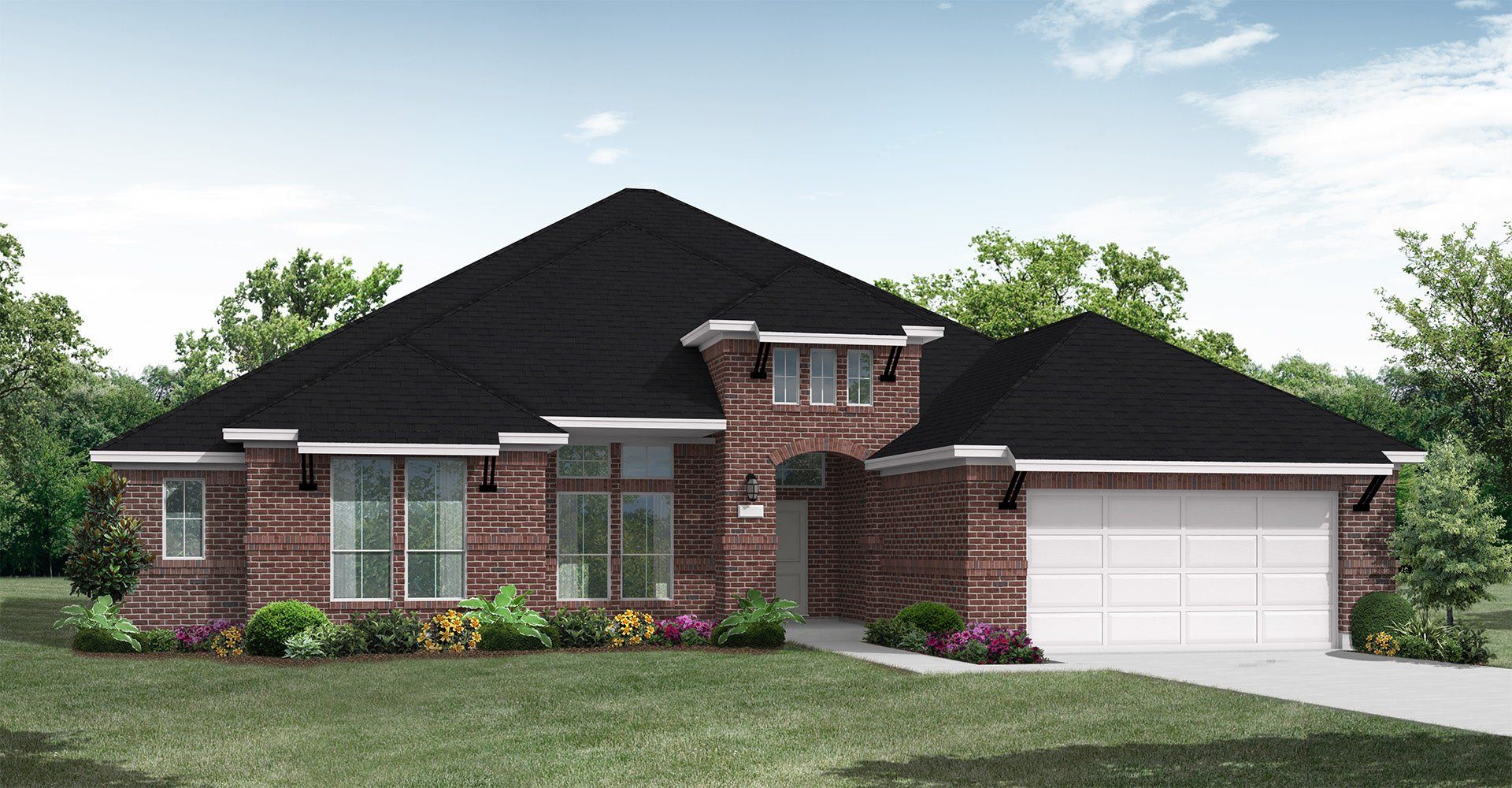 Front exterior of a new home in Wolf Ranch, Georgetown, TX, highlighting curb appeal (Image 1). Front exterior of a new home in Wolf Ranch, Georgetown, TX, highlighting curb appeal (Image 1).
