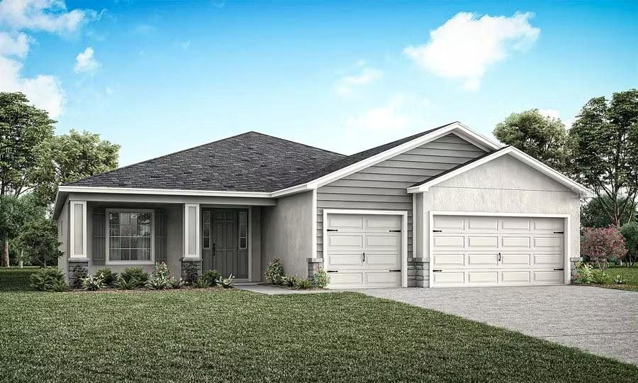 Front exterior of a new home in Copperleaf, Ocala, FL, highlighting curb appeal (Image 1). Front exterior of a new home in Copperleaf, Ocala, FL, highlighting curb appeal (Image 1).