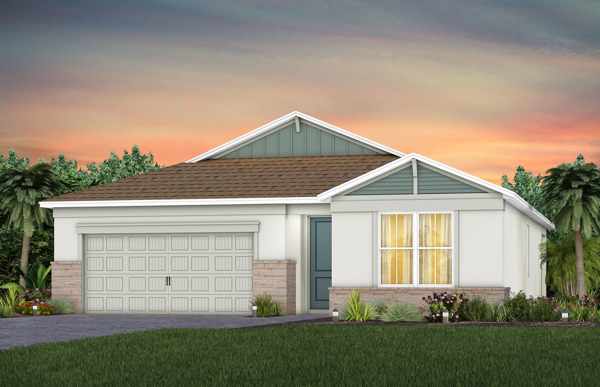 Front exterior of a new home in Waterstone at Halifax Plantation, Ormond Beach, FL, highlighting curb appeal (Image 1). Front exterior of a new home in Waterstone at Halifax Plantation, Ormond Beach, FL, highlighting curb appeal (Image 1).