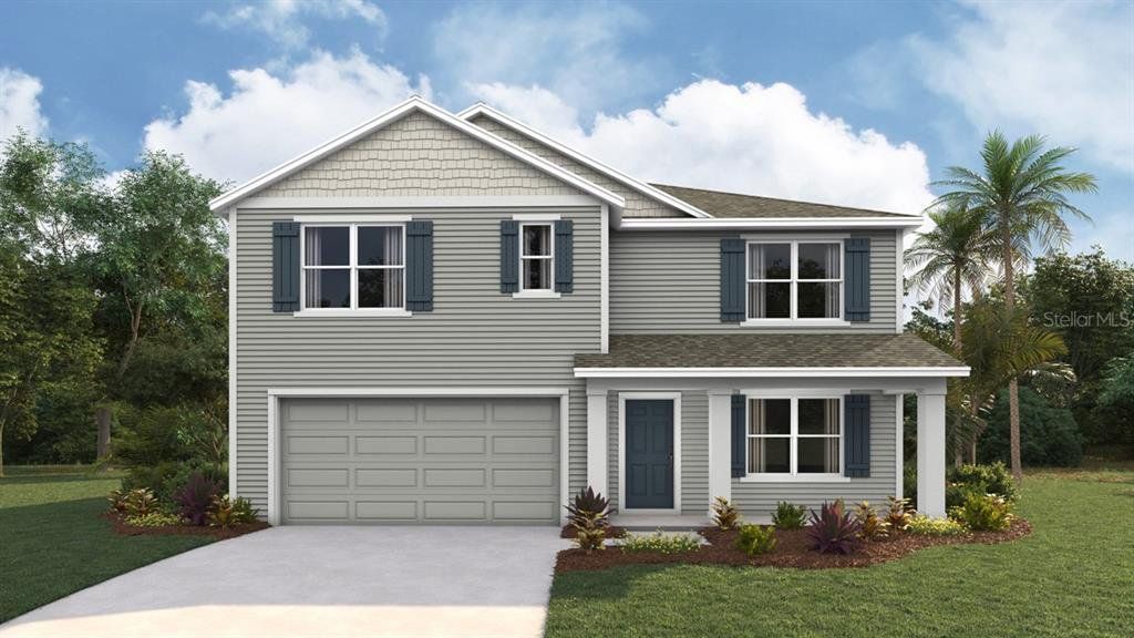 Front exterior of a new home in Avalon Woods, Newberry, FL, highlighting curb appeal (Image 1). Front exterior of a new home in Avalon Woods, Newberry, FL, highlighting curb appeal (Image 1).