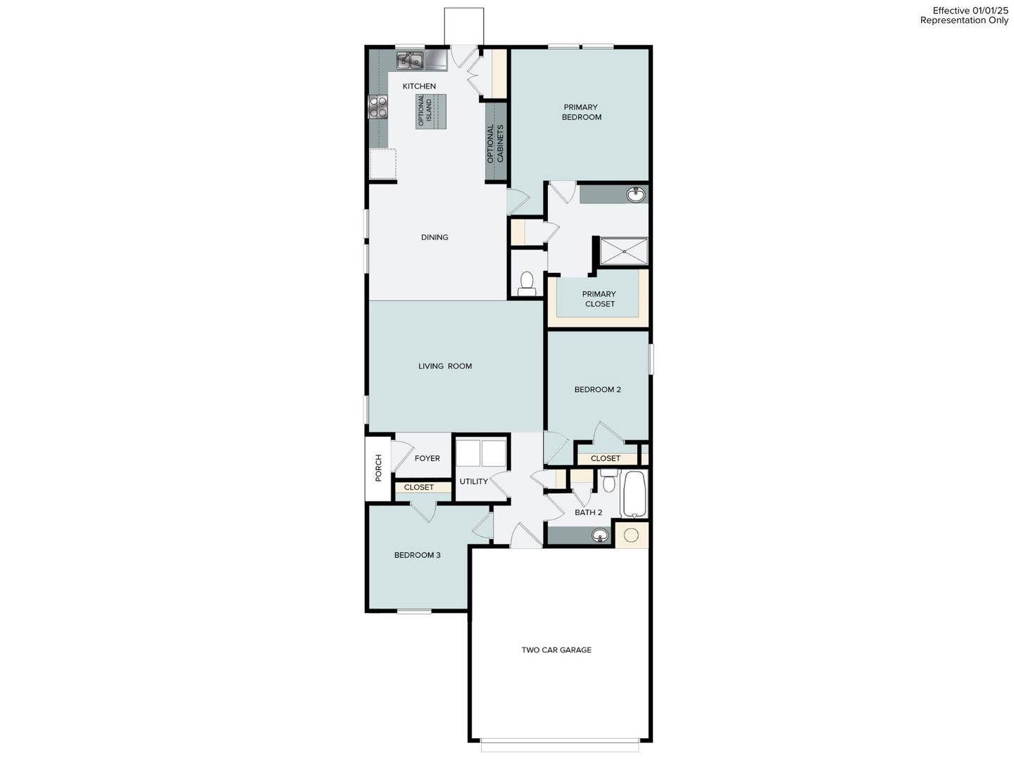 2D floor plan layout of this home in Harvest Ridge, Elgin, TX (Image 1).
