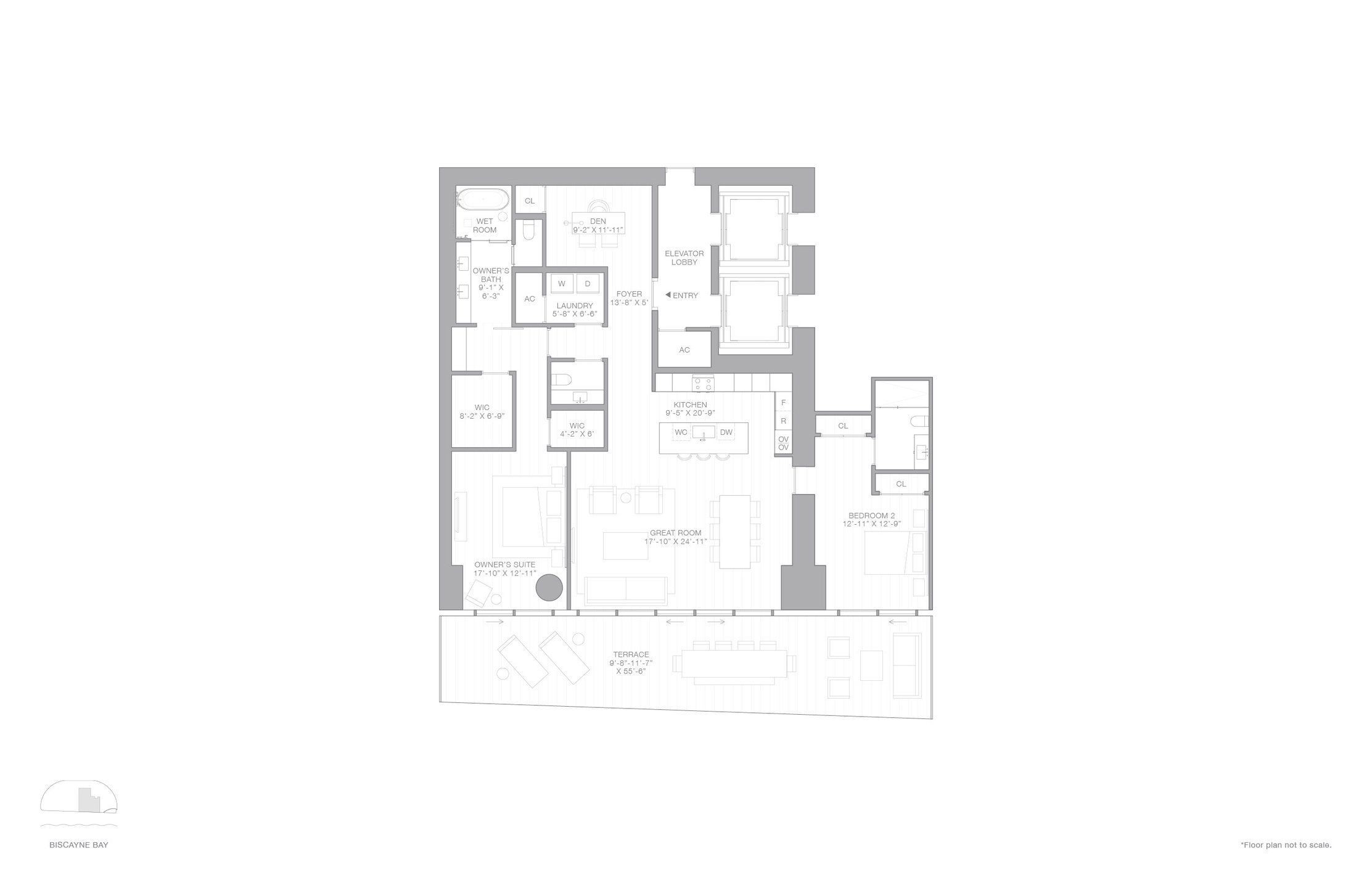 2D floor plan layout for the B2 EAST-NORTH by Two Roads Development in EDITION Residences, Miami, FL (Image 1).