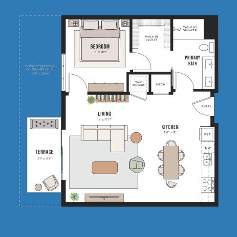 2D floor plan layout for the A4 by Intracorp in Congress Lofts Saint Elmo, Austin, TX (Image 1). 2D floor plan layout for the A4 by Intracorp in Congress Lofts Saint Elmo, Austin, TX (Image 1).