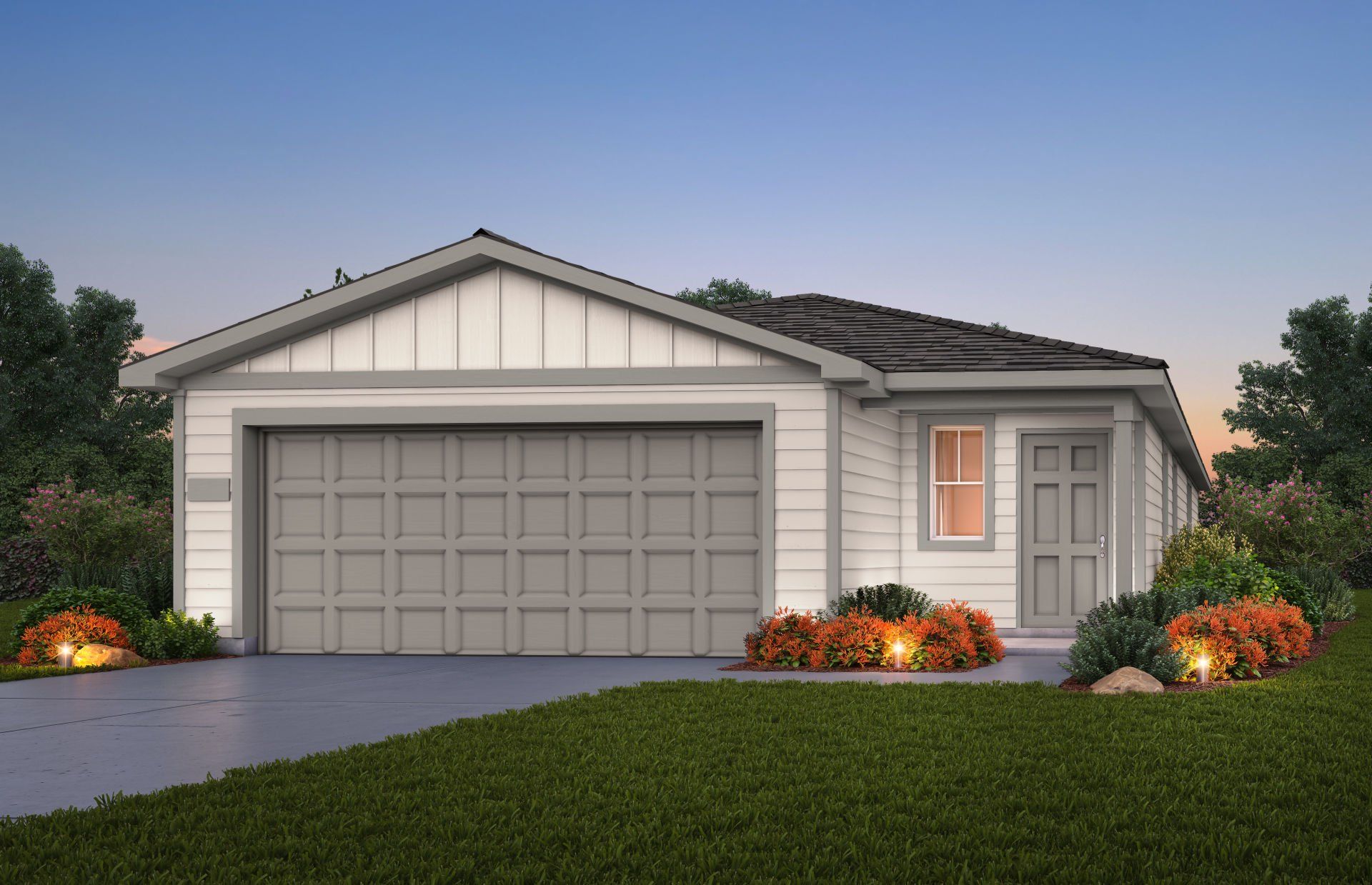 Front exterior of a new home in Vista Real, Converse, TX, highlighting curb appeal (Image 1). Front exterior of a new home in Vista Real, Converse, TX, highlighting curb appeal (Image 1).