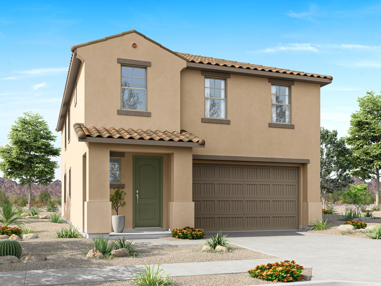 Representative exterior photo of a completed home built from the Walnut by Mattamy Homes in Baker Farms, Phoenix, AZ (Image 1). Representative exterior photo of a completed home built from the Walnut by Mattamy Homes in Baker Farms, Phoenix, AZ (Image 1).