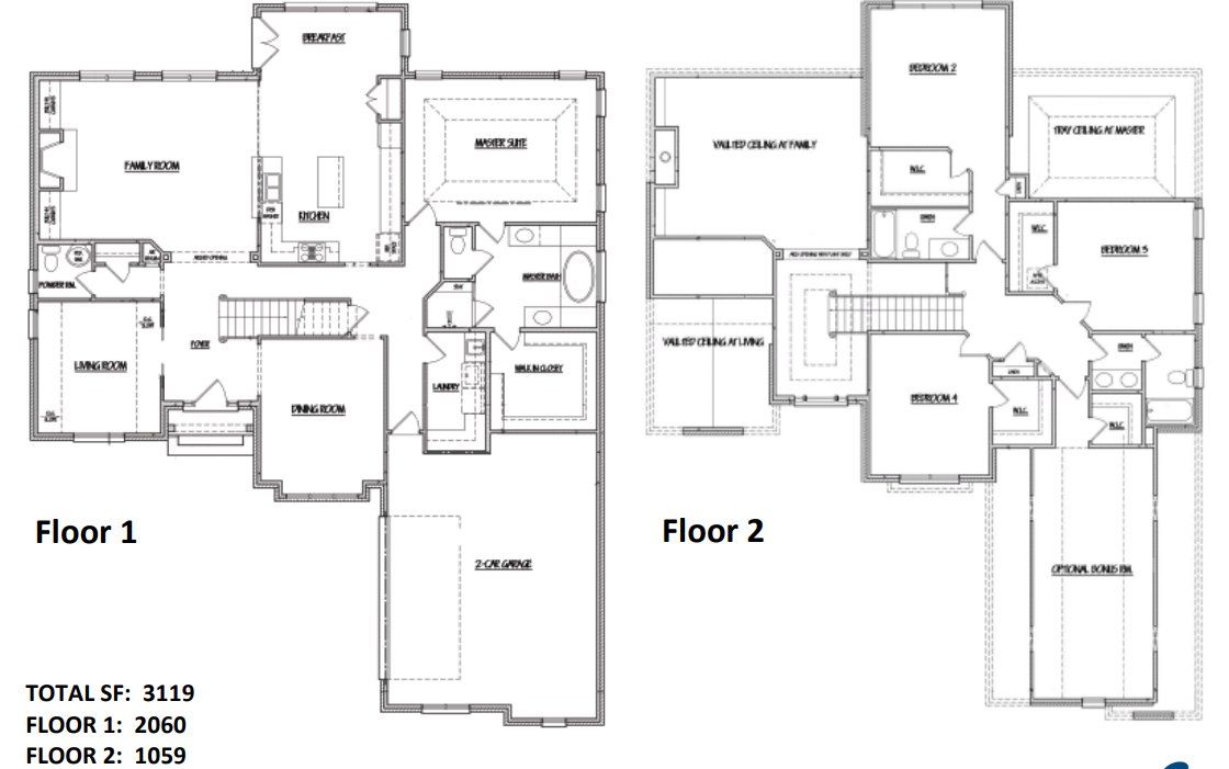 2D floor plan layout for the Burnside by Sentinel Builders, Inc. in Copperstone At Choto, Knoxville, TN (Image 1).