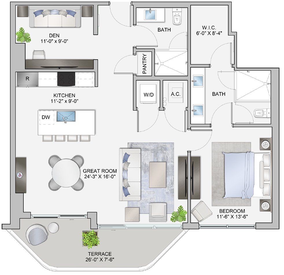 2D floor plan layout for the Residence G by Kolter Urban in ONE Tampa, Tampa, FL (Image 1). 2D floor plan layout for the Residence G by Kolter Urban in ONE Tampa, Tampa, FL (Image 1).
