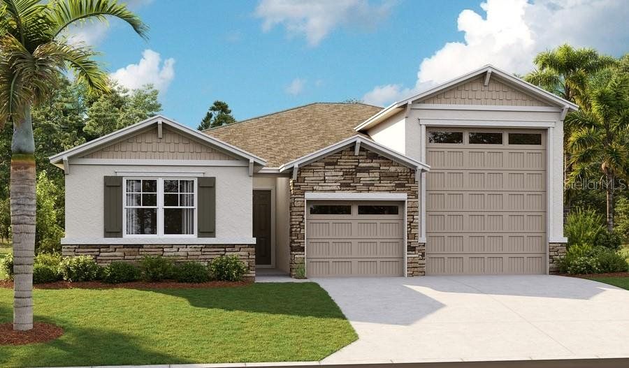 Front exterior of a new home in Seasons at Lakeside Forest, Tavares, FL, highlighting curb appeal (Image 1). Front exterior of a new home in Seasons at Lakeside Forest, Tavares, FL, highlighting curb appeal (Image 1).