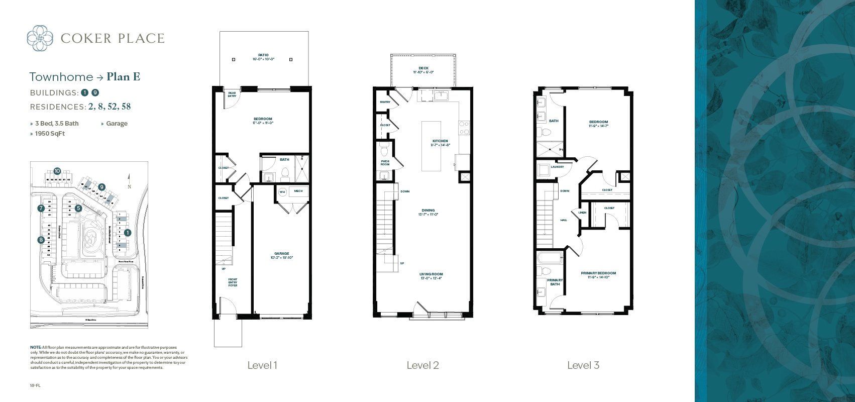 2D floor plan layout for the Plan E by Lock7 Development in Coker Place, Chapel Hill, NC (Image 1).