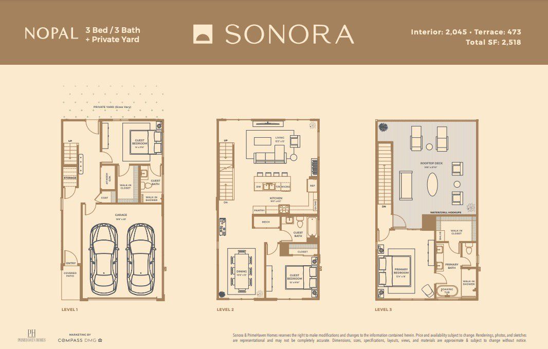 2D floor plan layout for the Nopal by PrimeHaven Homes in SONORA, Austin, TX (Image 1).